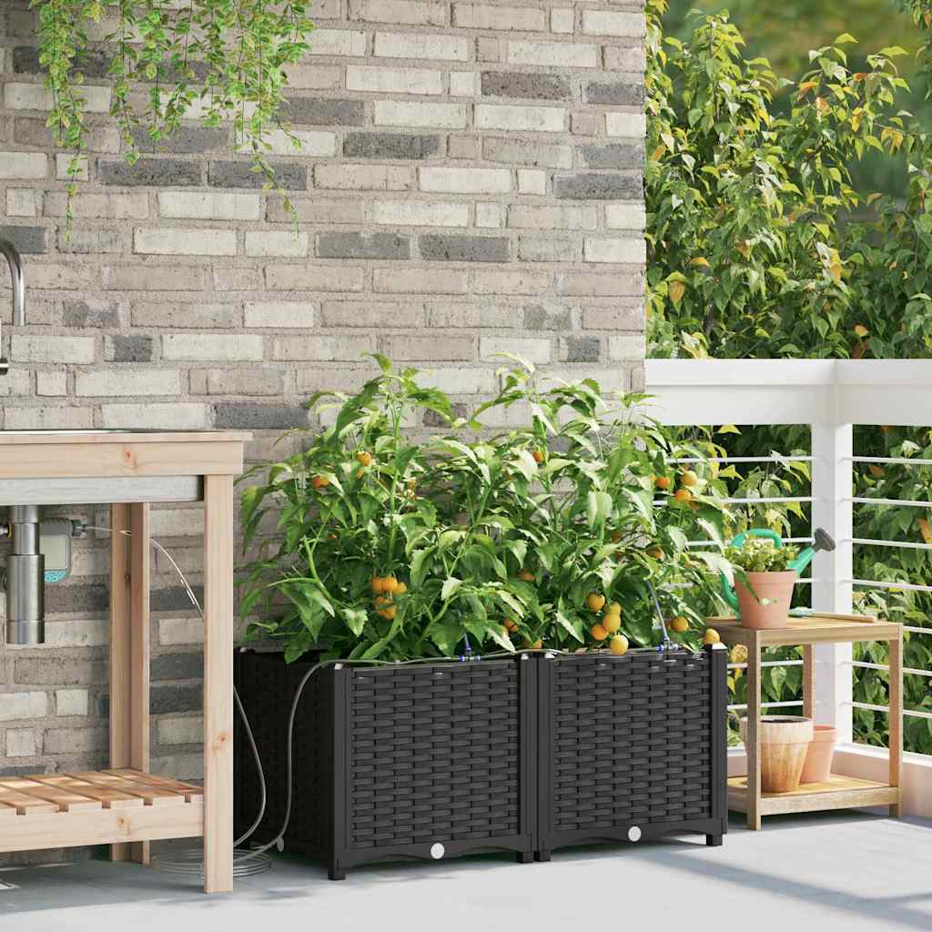 VidaXL garden flower pot 2 pcs black steel