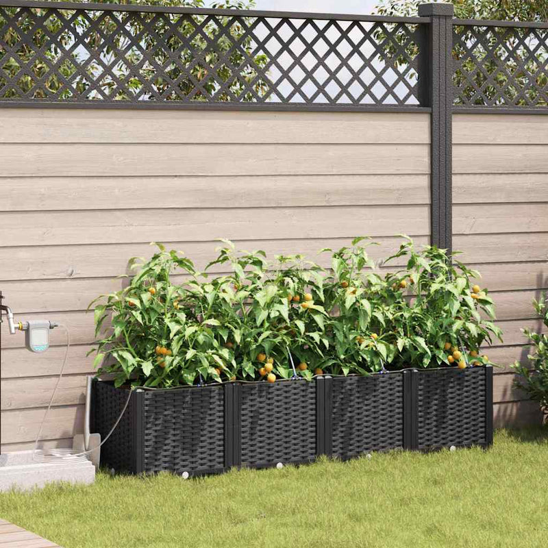 Vaso da fiori da giardino VidaXL 4 pezzi in acciaio nero