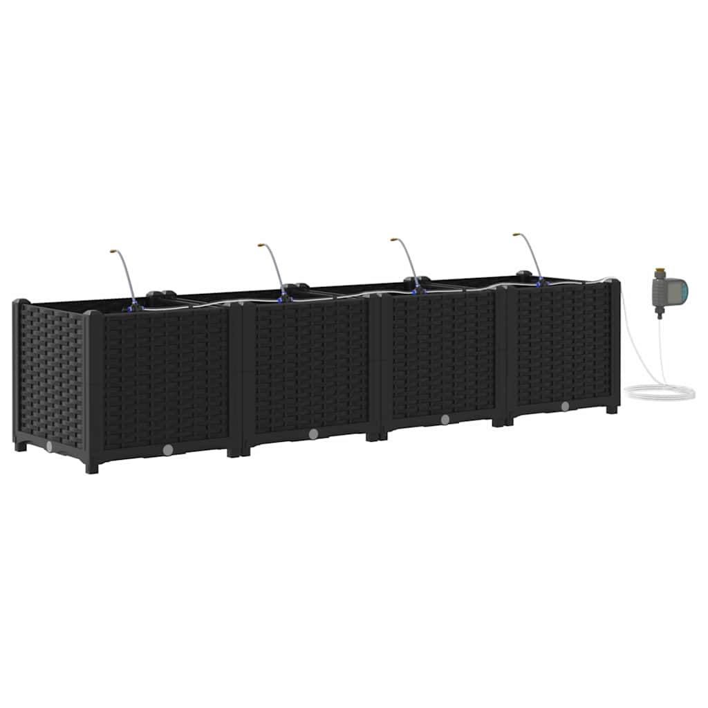 VidaXL macetero de jardín 4 piezas acero negro