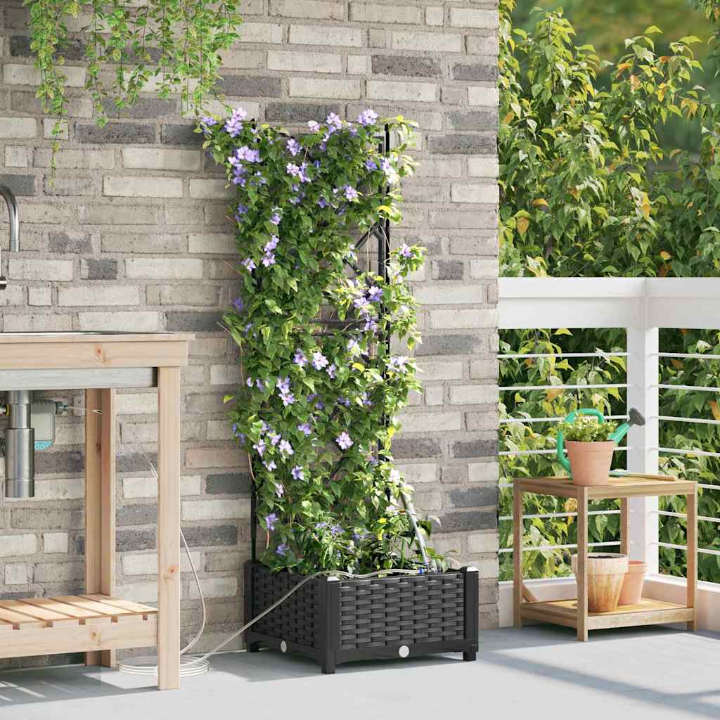 VidaXL macetero de jardín negro 40 x 40 x 126 cm acero
