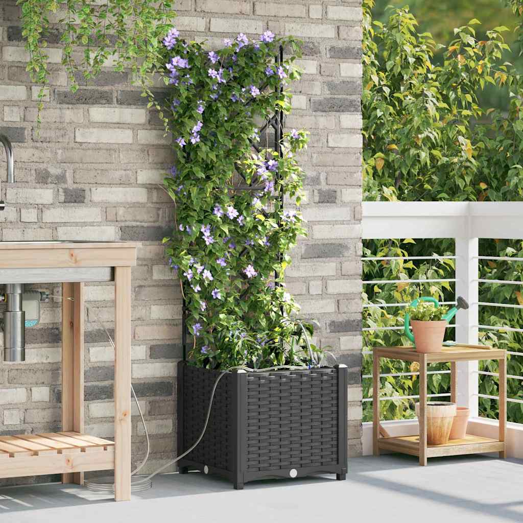 Vaso da fiori da giardino Vidaxx nero 40 x 40 x 142 cm in acciaio