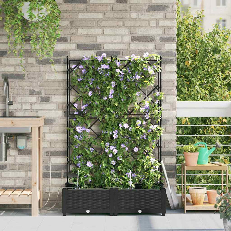 Vaso da fiori da giardino VidaXL 2 pezzi in acciaio nero