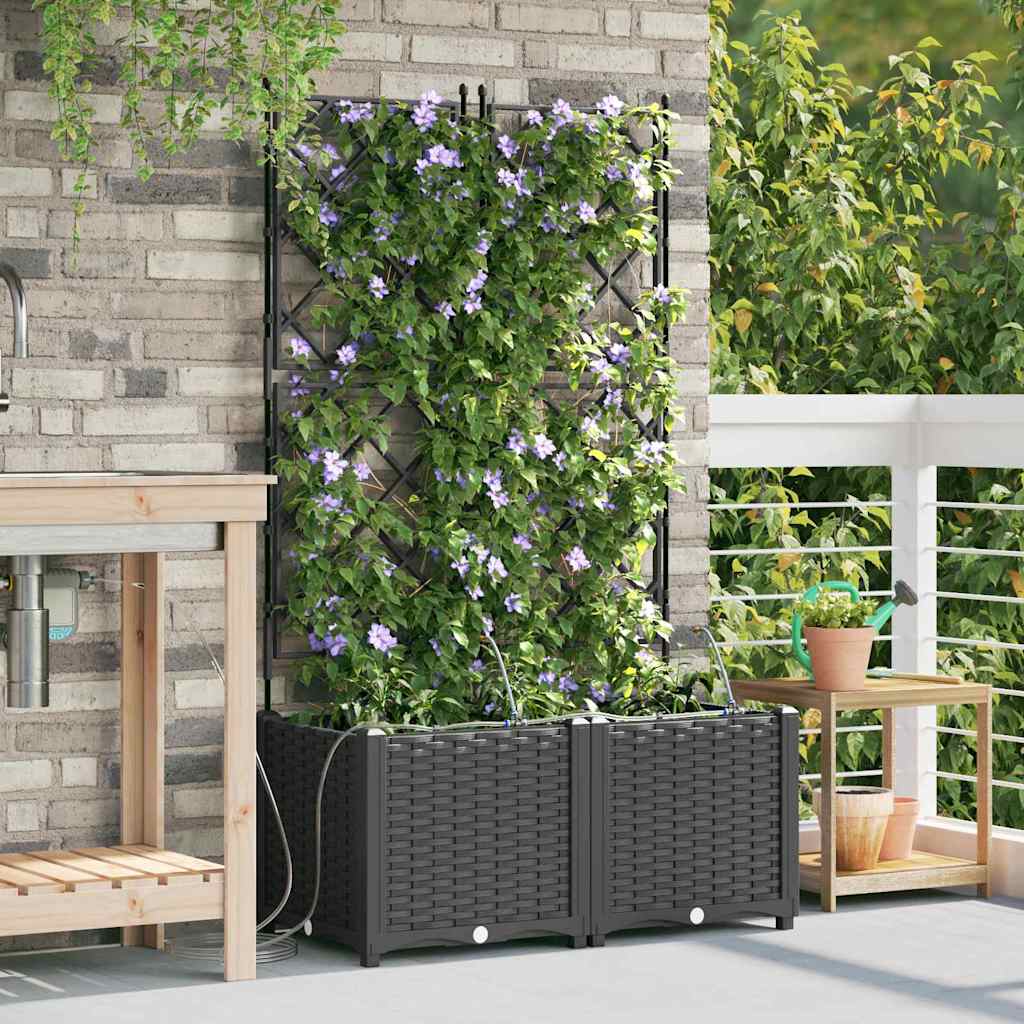 Vaso da fiori da giardino VidaXL 2 pezzi in acciaio nero