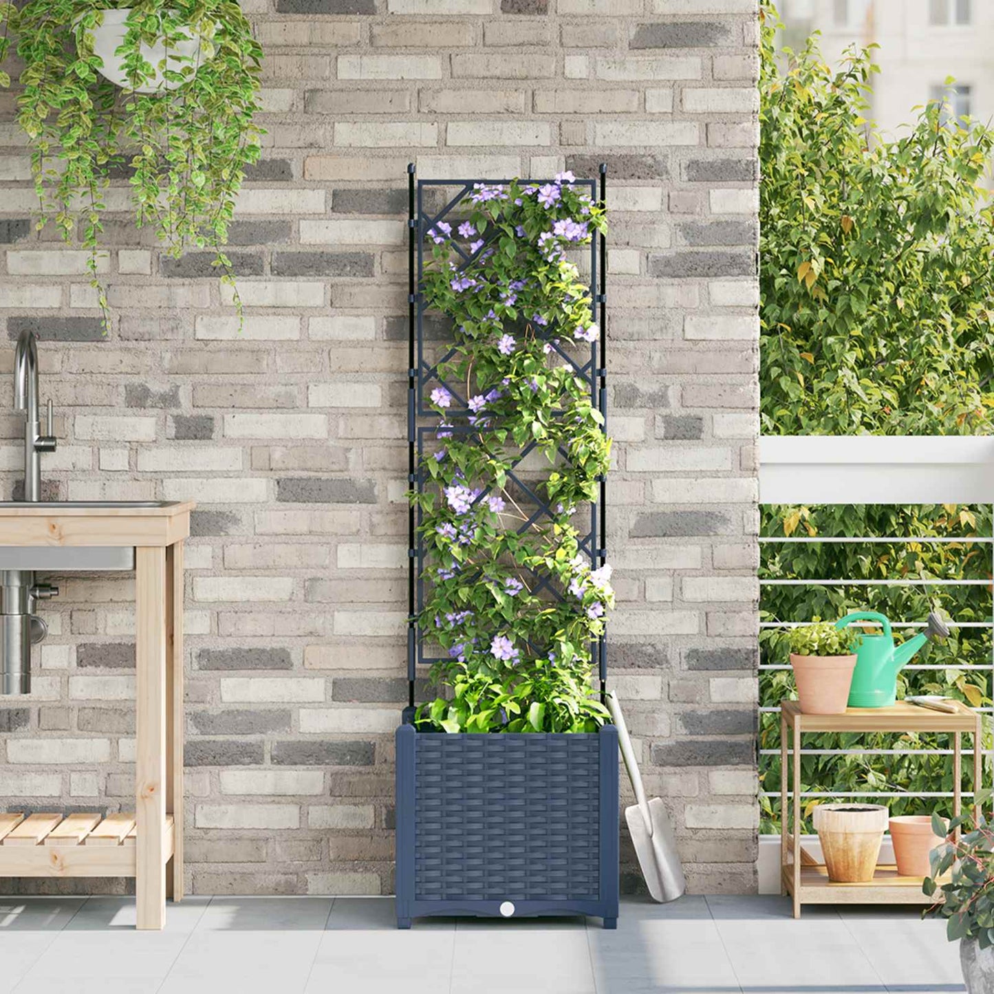 VidaXL macetero de jardín gris 40 x 40 x 143 cm acero
