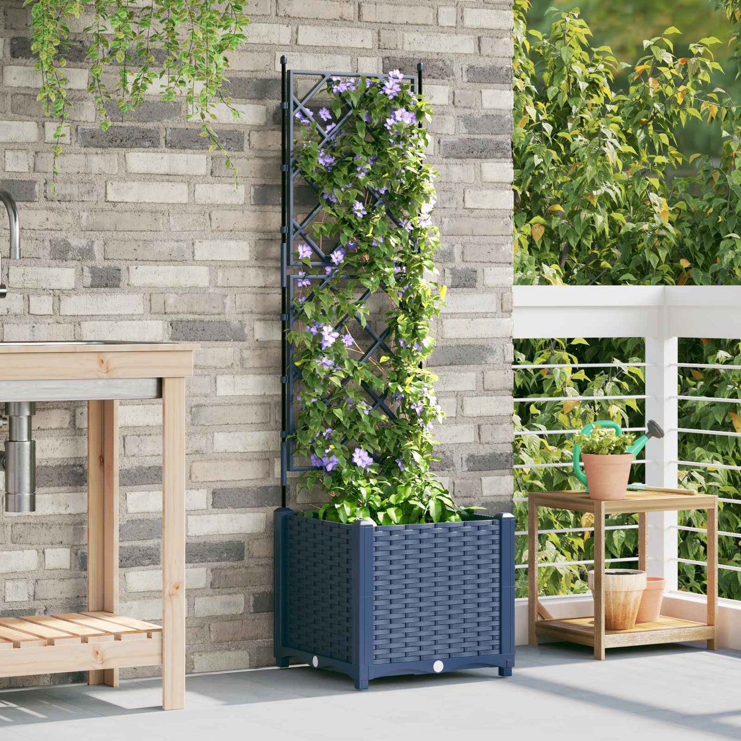 VidaXL macetero de jardín gris 40 x 40 x 143 cm acero