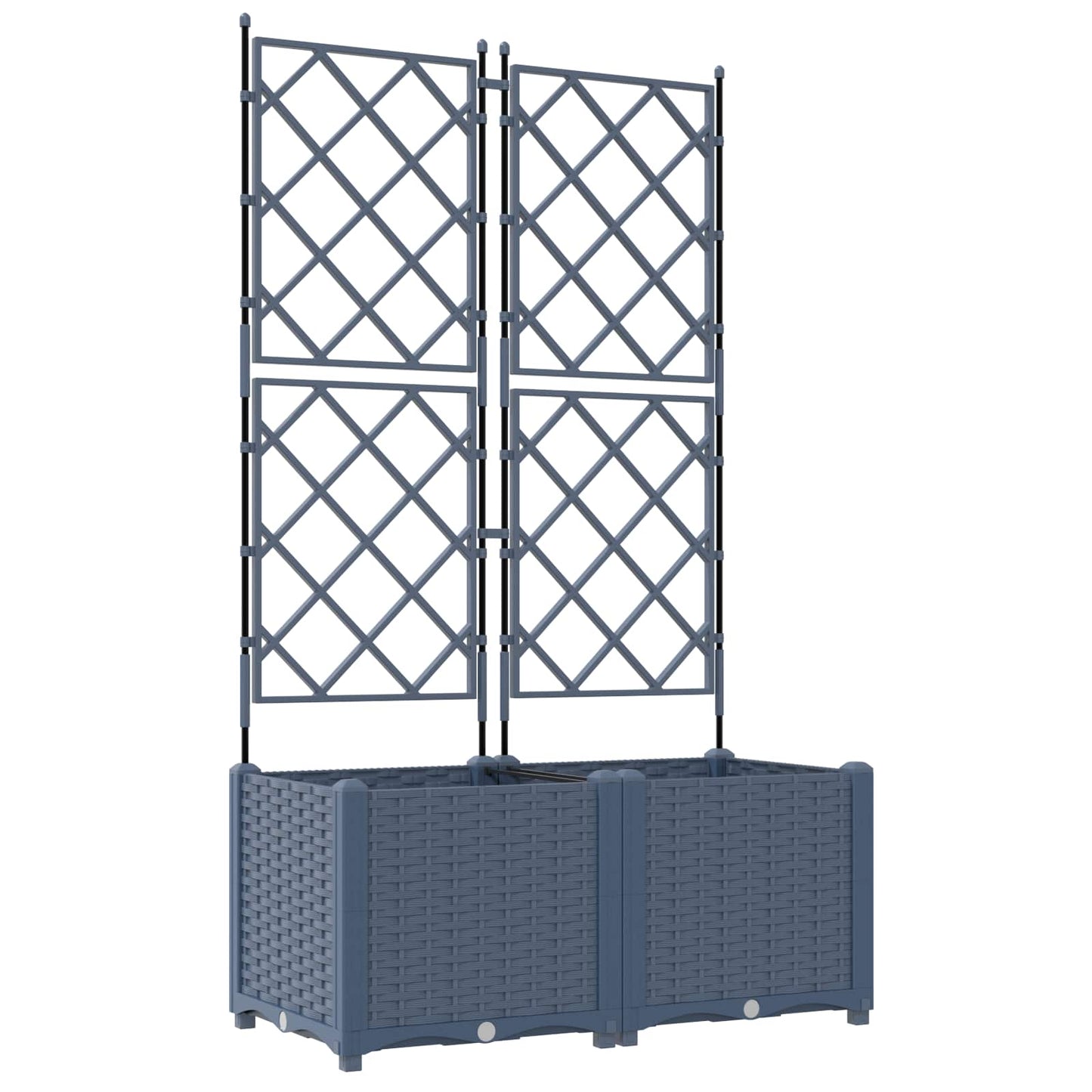 Vaso da fiori da giardino Vidaxxl 2 pezzi grigio 80 x 40 x 143 cm in acciaio