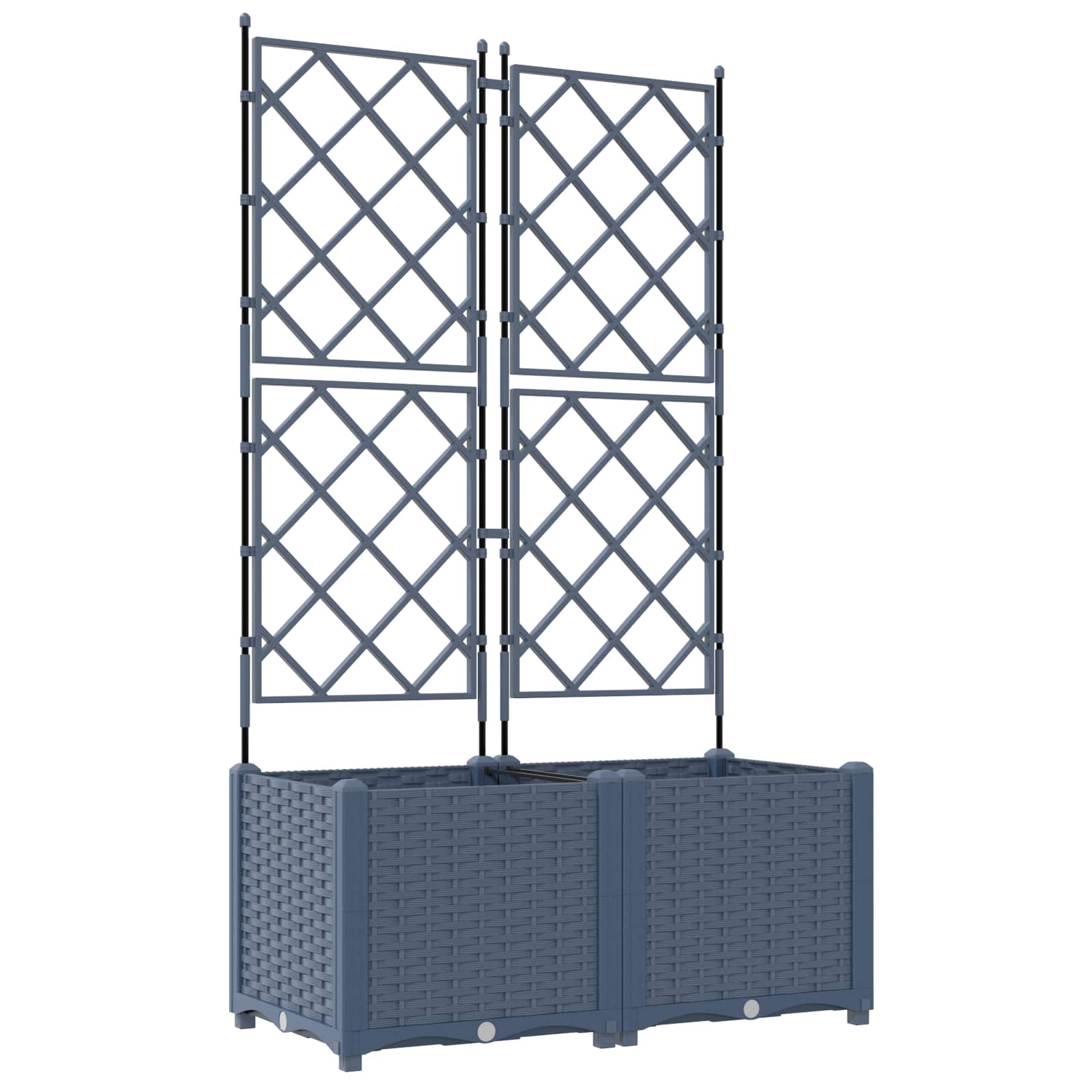 Vaso da fiori da giardino Vidaxxl 2 pezzi grigio 80 x 40 x 143 cm in acciaio