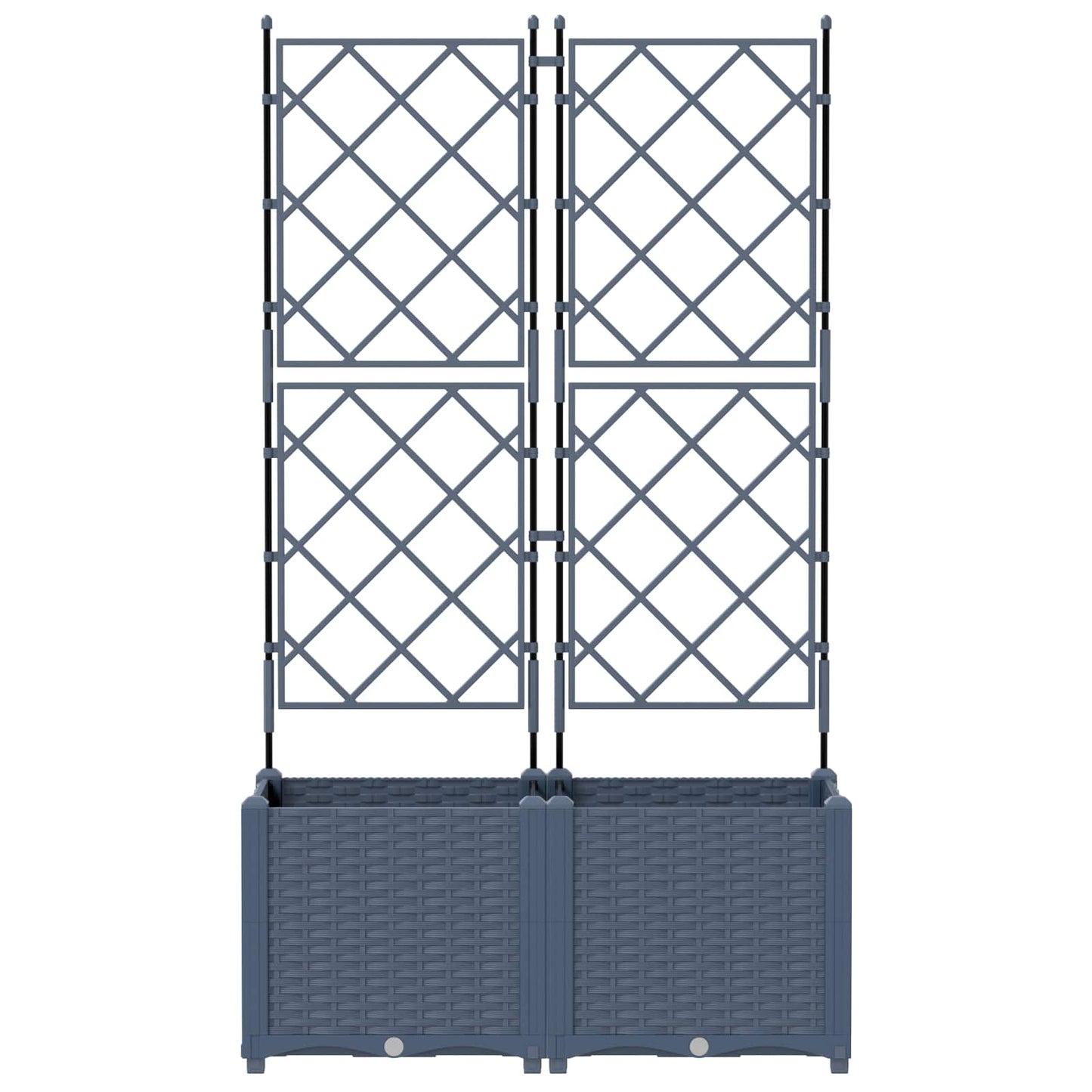 Vaso da fiori da giardino Vidaxxl 2 pezzi grigio 80 x 40 x 143 cm in acciaio
