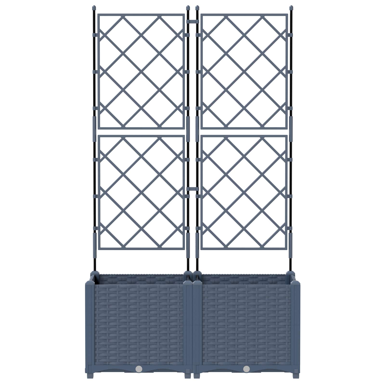 Vaso da fiori da giardino Vidaxxl 2 pezzi grigio 80 x 40 x 143 cm in acciaio