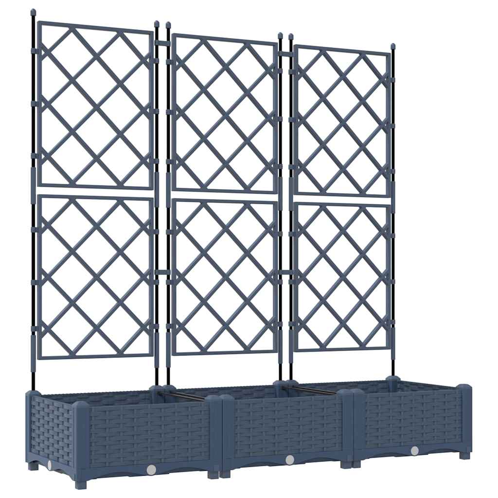 Vidaxl tuin bloempot 3 pcs grijs 120 x 40 x 125,5 cm staal
