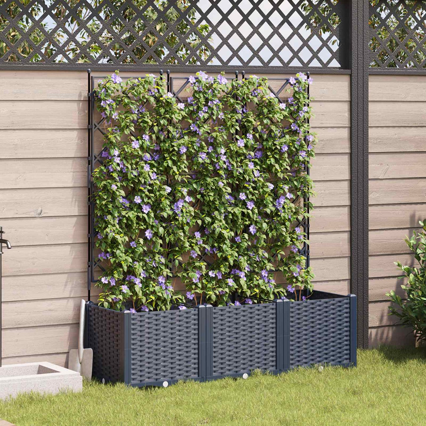 Vaso da fiori da giardino Vidaxxl 3 pezzi grigio 120 x 40 x 143 cm in acciaio