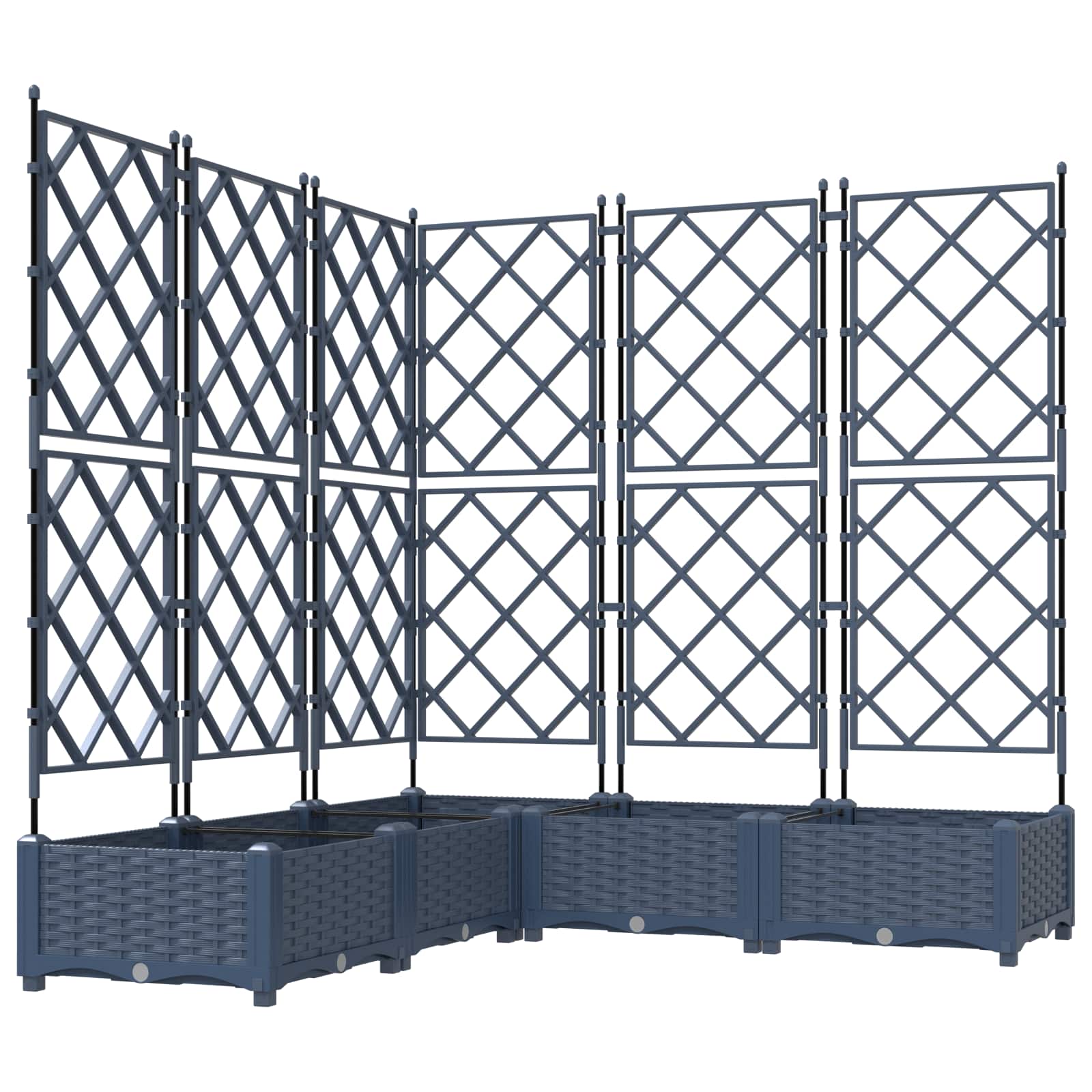 Vidaxl tuin bloempot 5 pcs grijs 120 x 120 x 125,5 cm staal