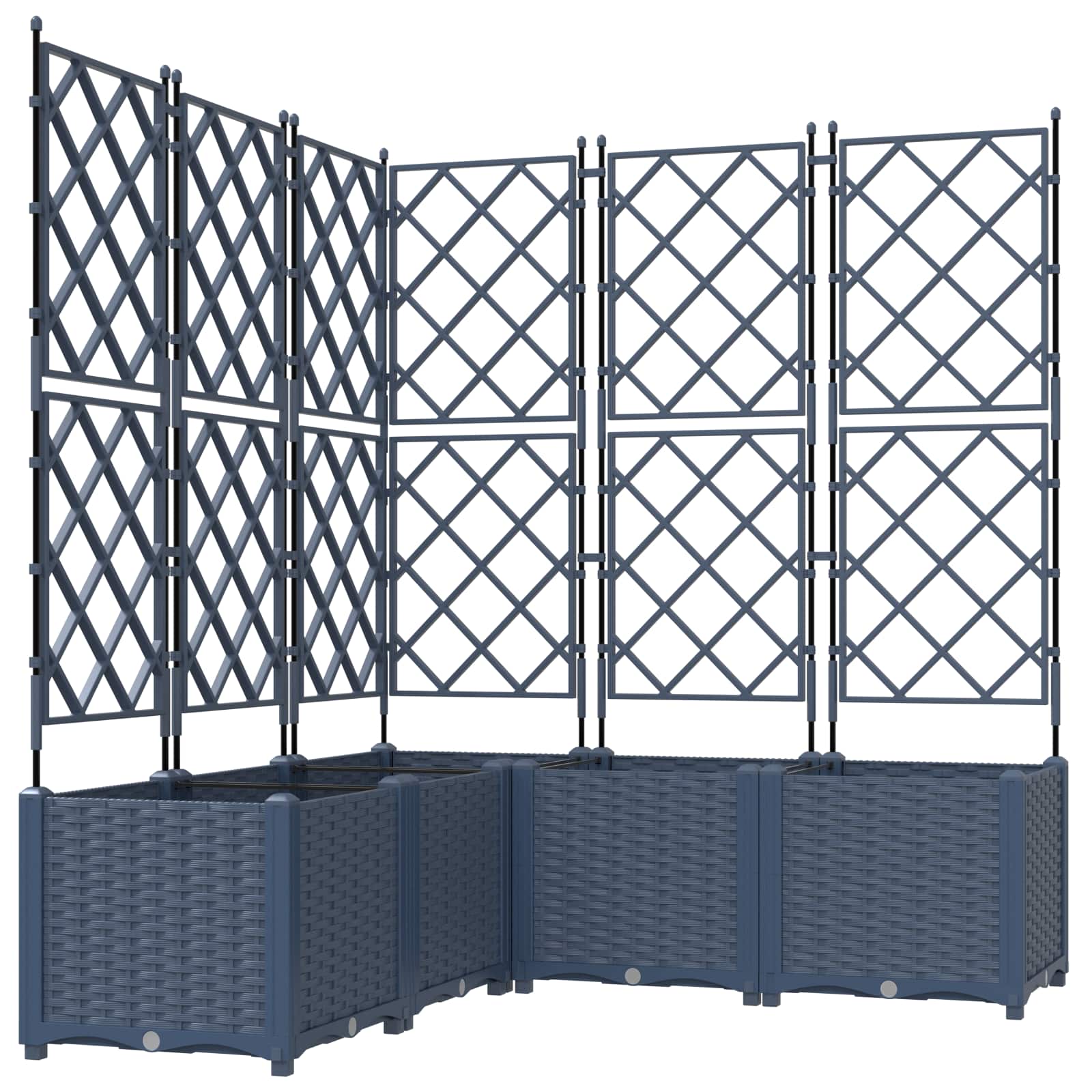 Vidaxl tuin bloempot 5 pcs grijs 120 x 120 x 143 cm staal