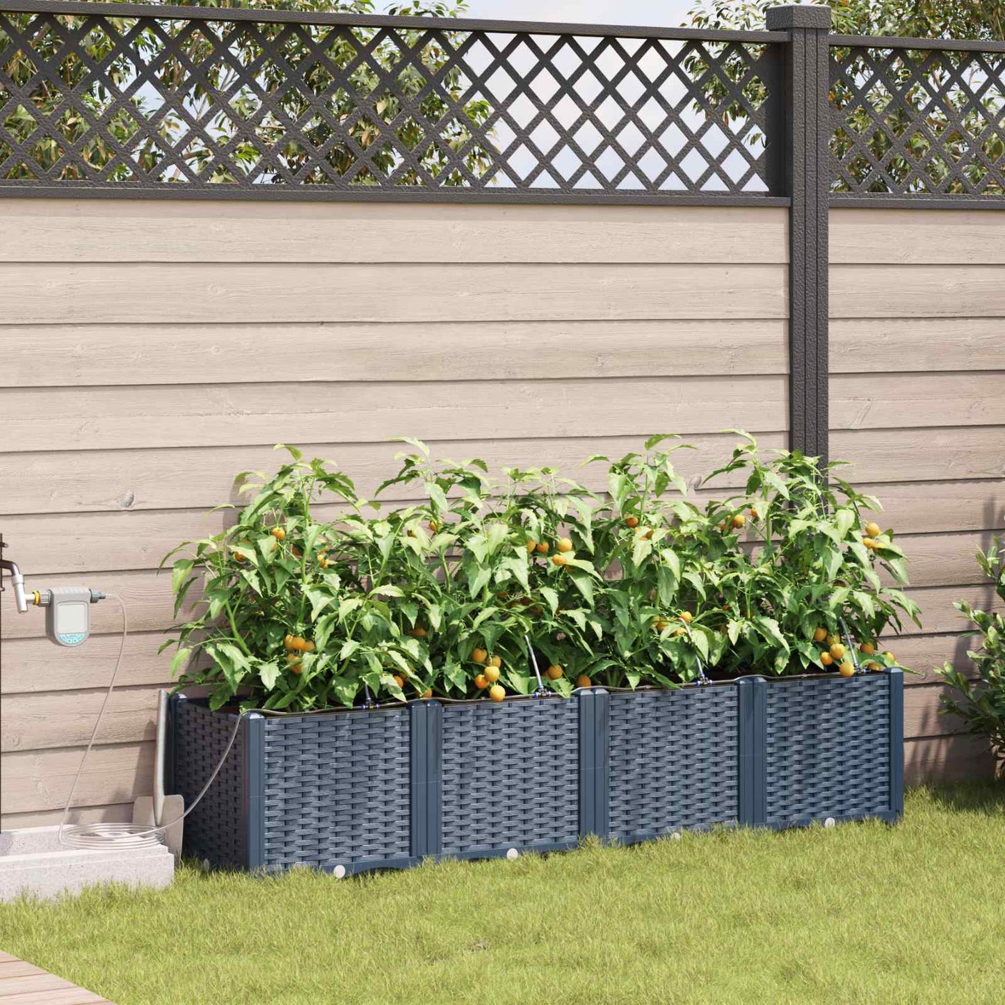 Vidaxxl vaso da fiori da giardino 4 pezzi grigio 120 x 120 x 142 cm acciaio