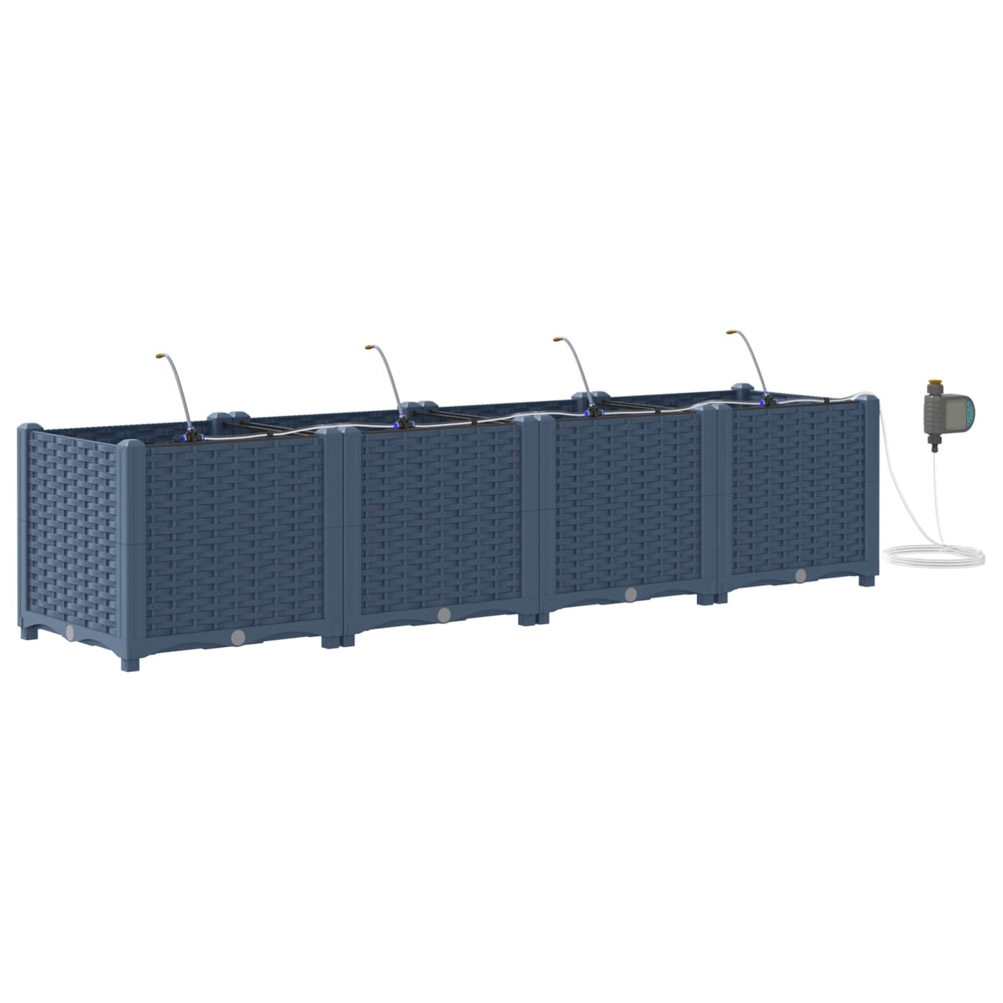 Vidaxxl macetero de jardín 4 piezas gris 120 x 120 x 142 cm acero