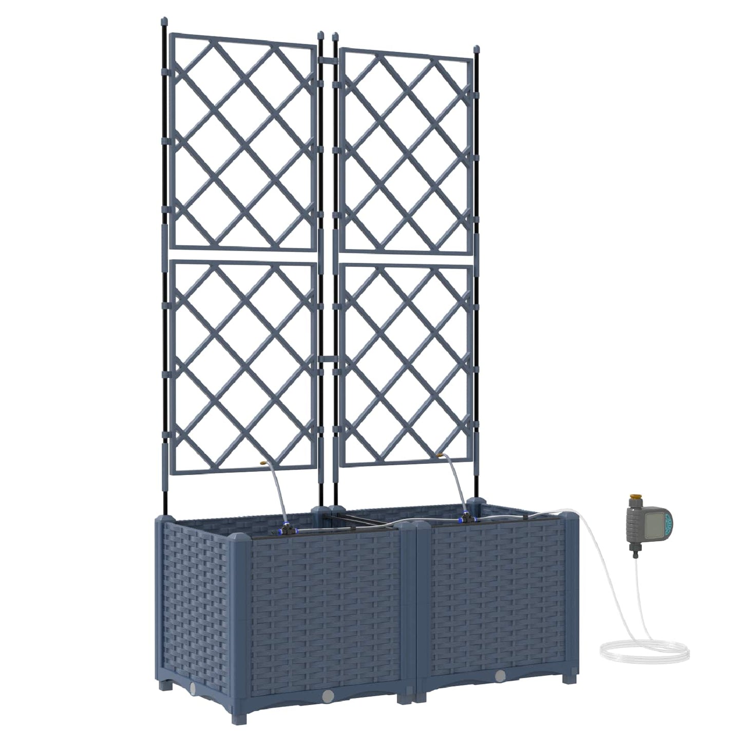 Vidaxl tuin bloempot 2 pcs grijs 120 x 120 x 142 cm staal
