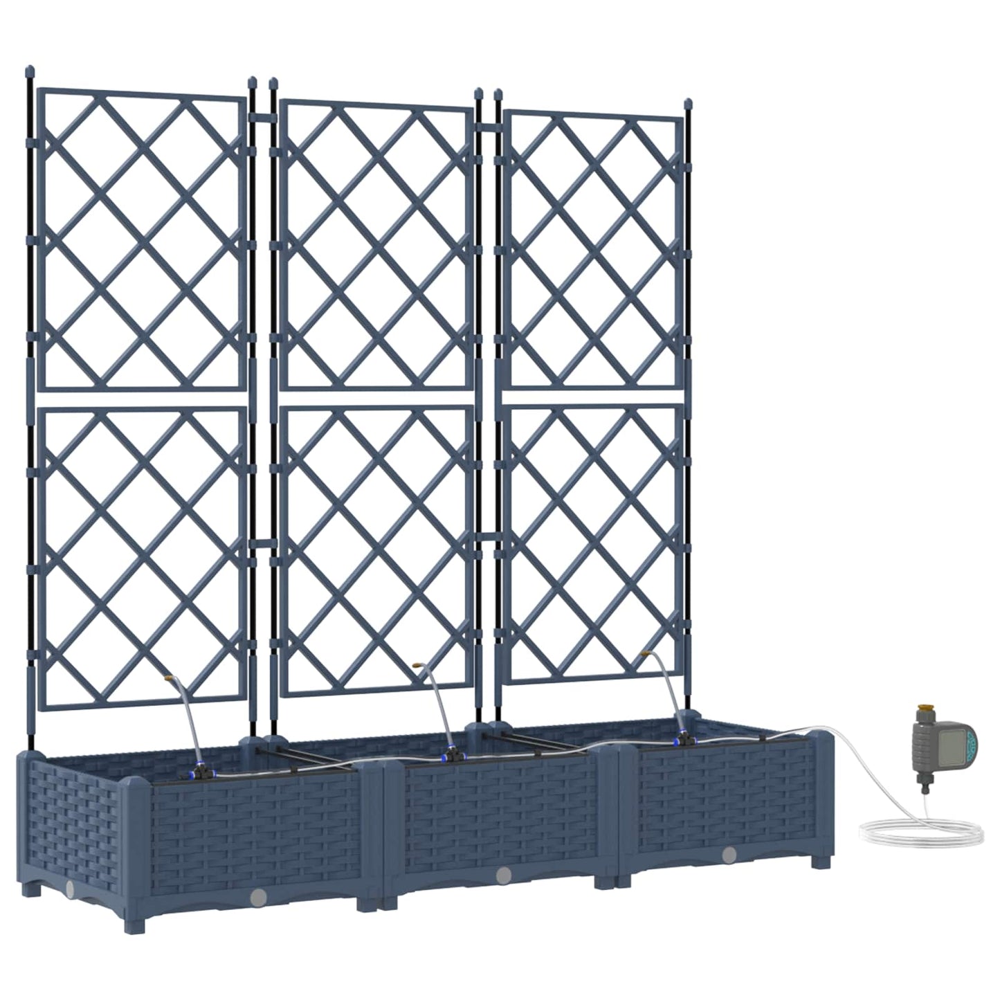 Vidaxxl macetero de jardín 3 piezas gris 120 x 120 x 142 cm acero