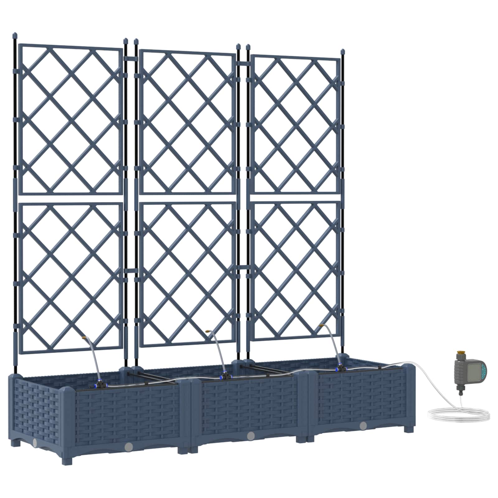 Vidaxxl macetero de jardín 3 piezas gris 120 x 120 x 142 cm acero