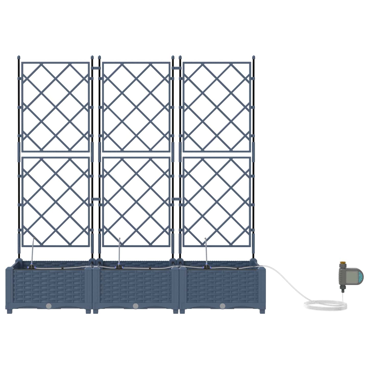 Vidaxxl macetero de jardín 3 piezas gris 120 x 120 x 142 cm acero