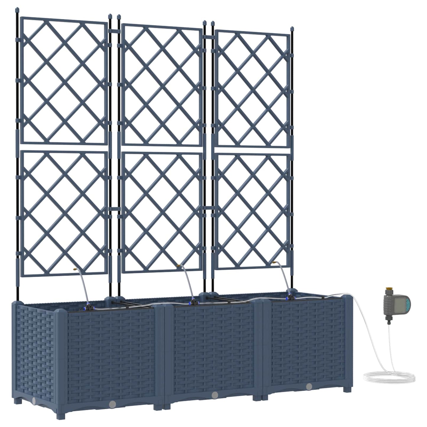 Vidaxl tuin bloempot 3 pcs grijs 120 x 120 x 142 cm staal