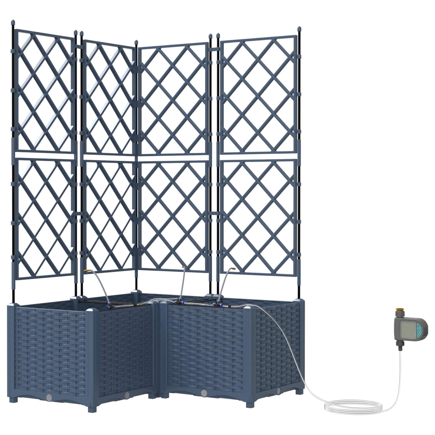 Vidaxl tuin bloempot 3 pcs grijs 120 x 120 x 142 cm staal