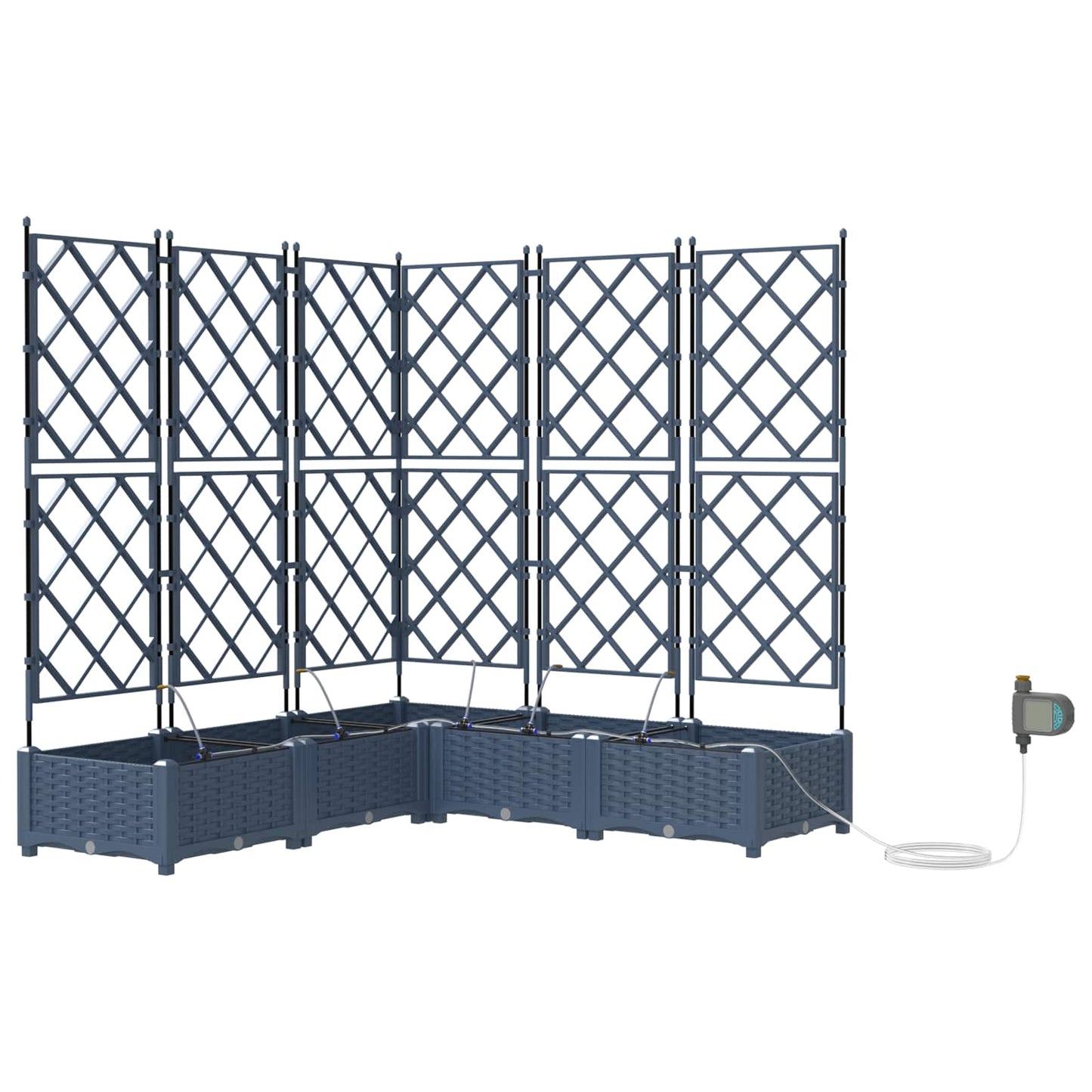 Vidaxl tuin bloempot 5 pcs grijs 120 x 120 x 142 cm staal