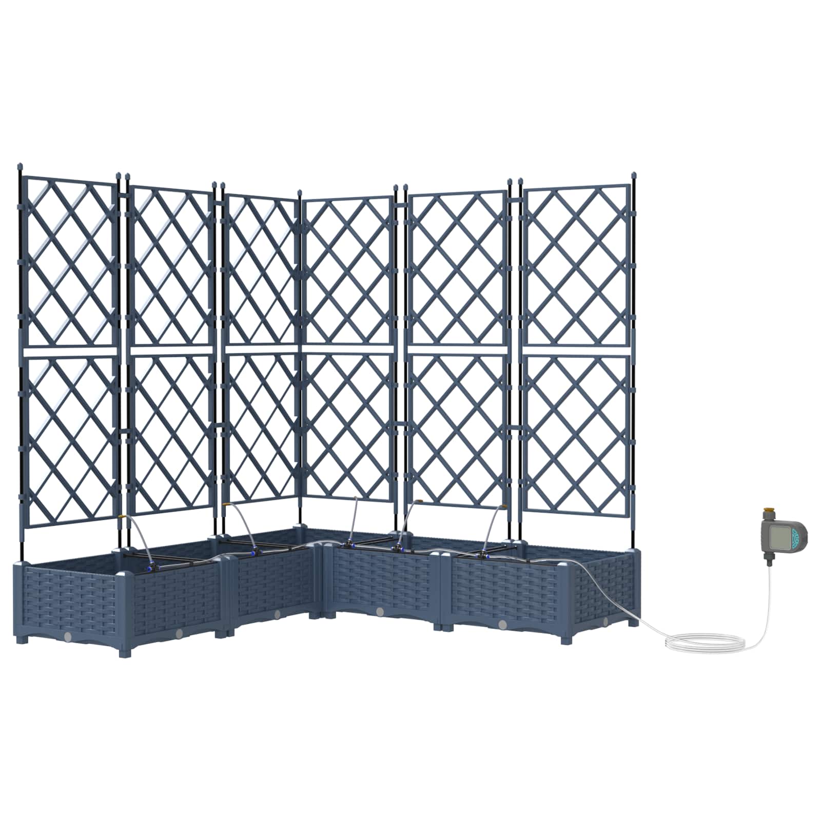 Vidaxl tuin bloempot 5 pcs grijs 120 x 120 x 142 cm staal