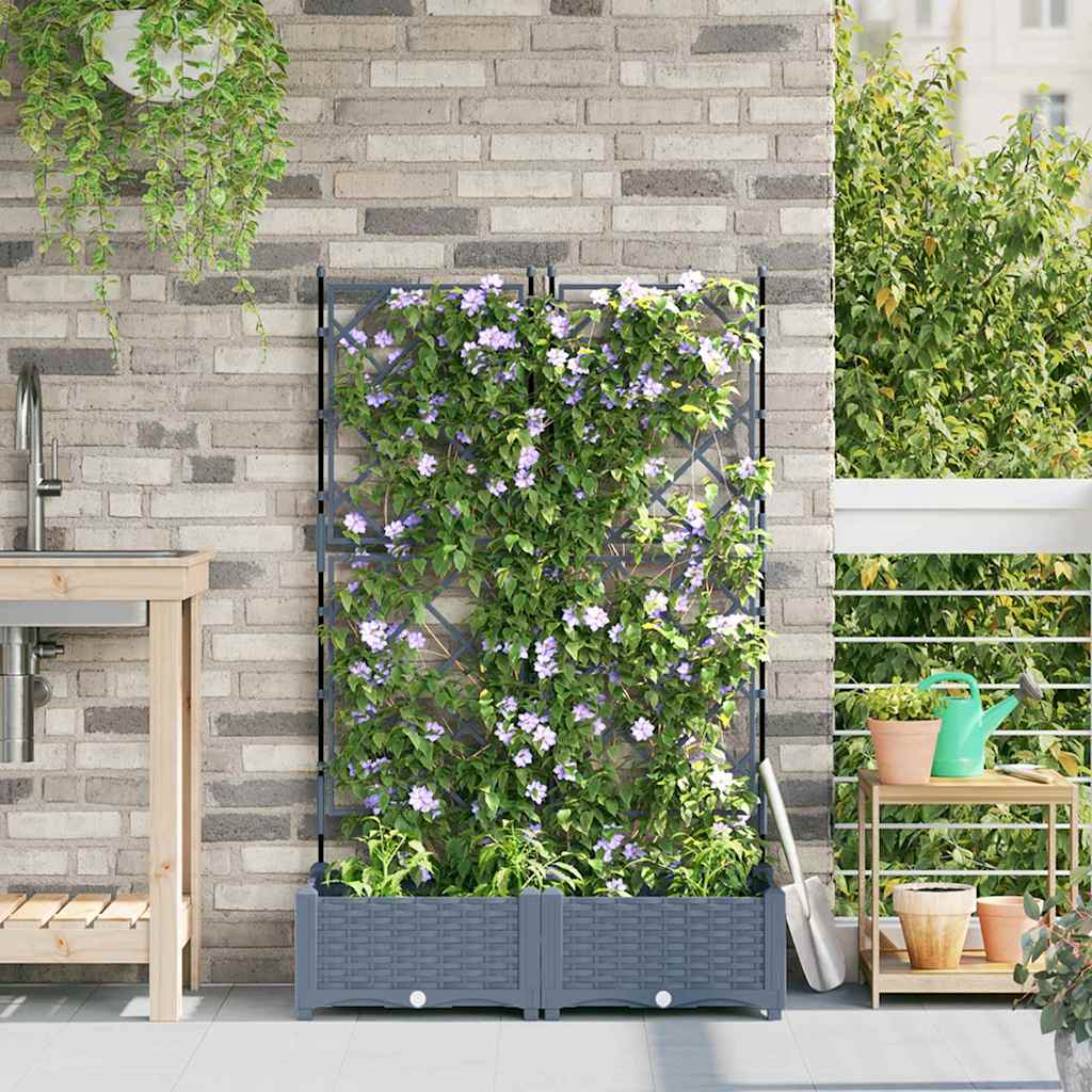 Vaso da fiori da giardino Vidaxxl 2 pezzi grigio chiaro 80 x 40 x 125,5 cm acciaio