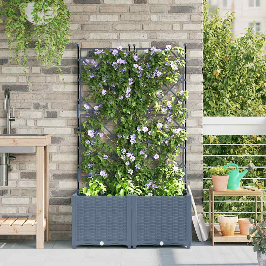 Vaso da fiori da giardino Vidaxxl 2 pezzi grigio chiaro 80 x 40 x 143 cm in acciaio