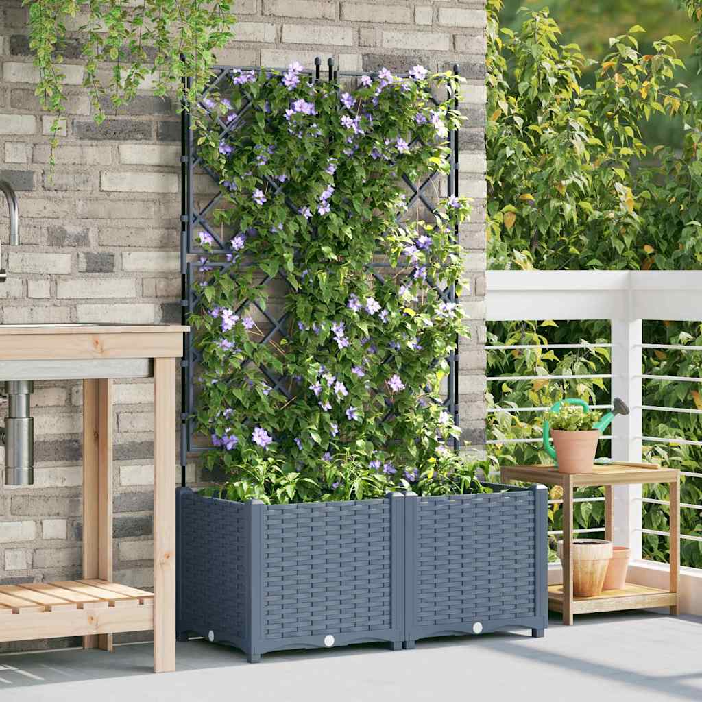 Vaso da fiori da giardino Vidaxxl 2 pezzi grigio chiaro 80 x 40 x 143 cm in acciaio