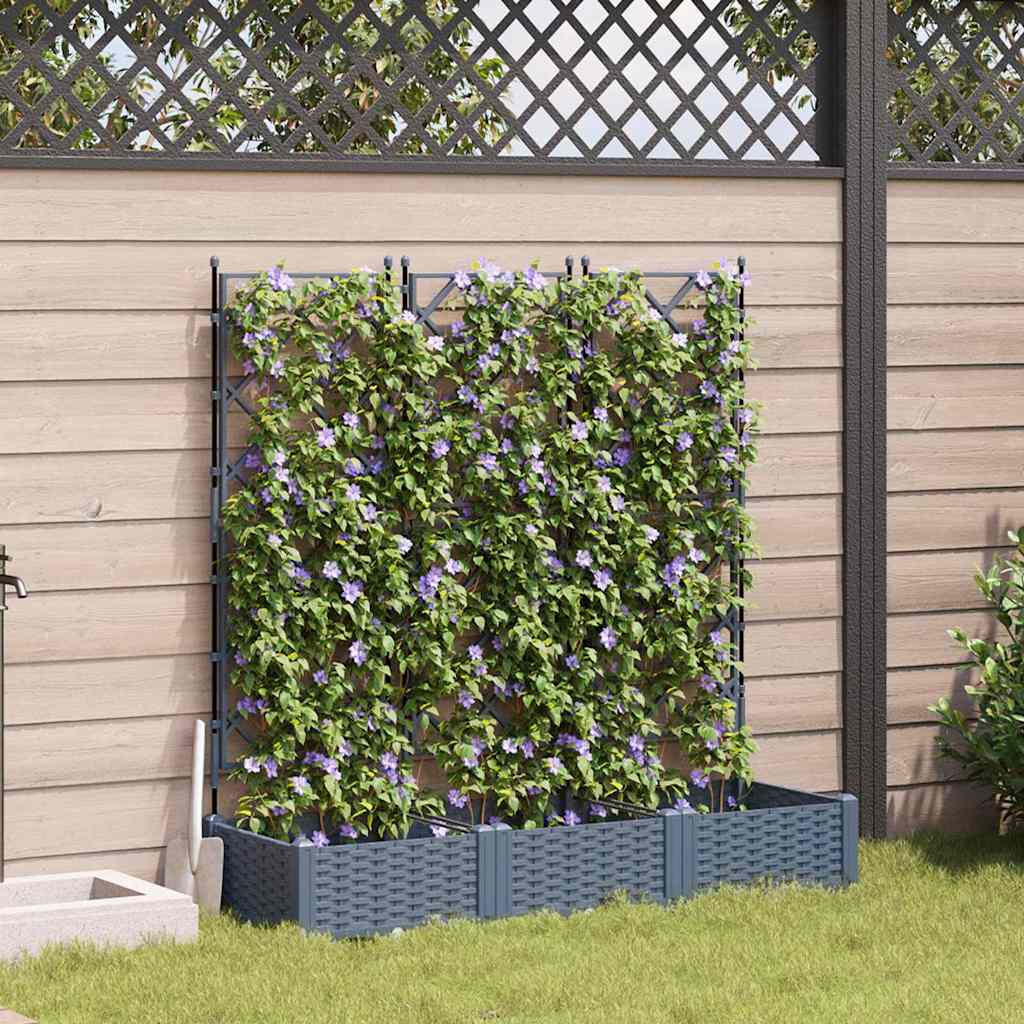 Vidaxxl macetero de jardín 3 piezas gris claro 120 x 40 x 125,5 cm acero
