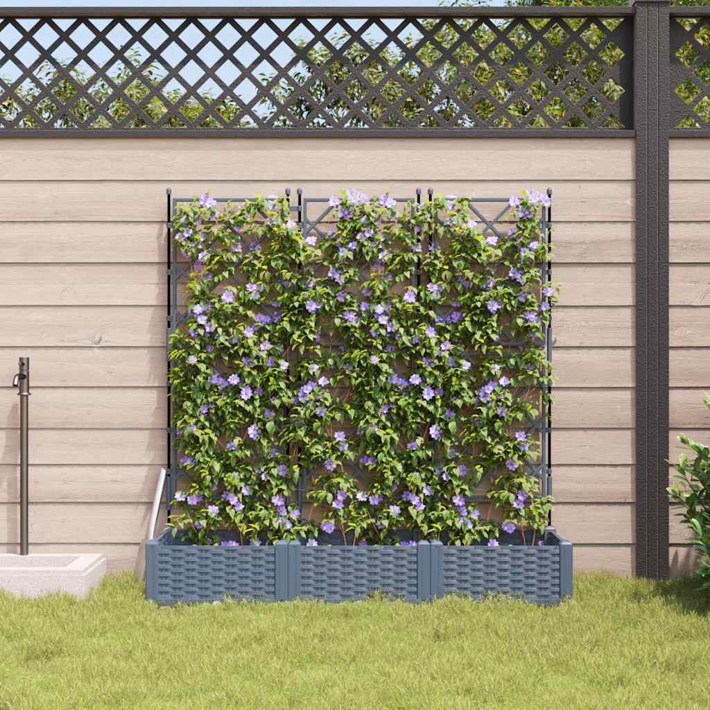 Vidaxxl macetero de jardín 3 piezas gris claro 120 x 40 x 125,5 cm acero