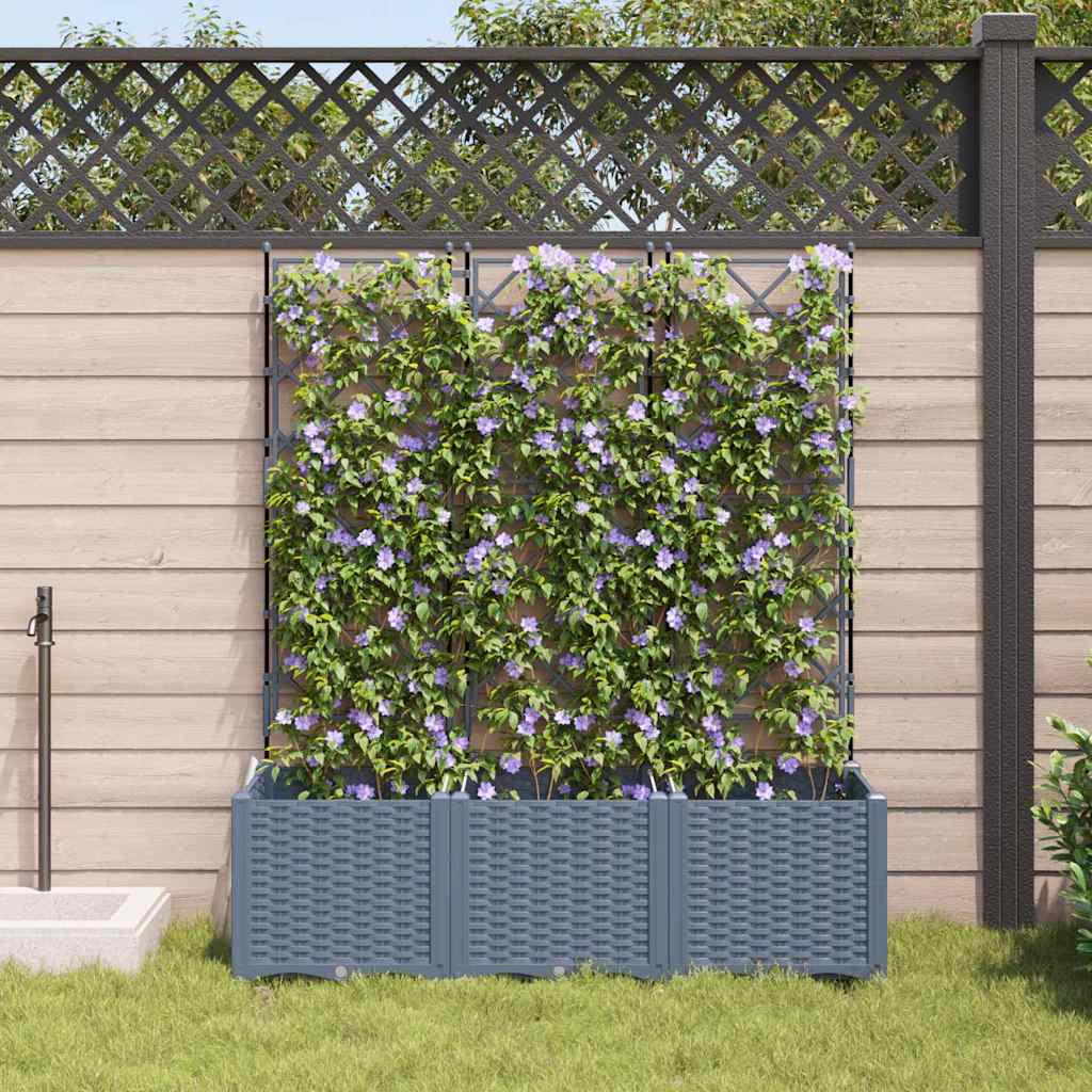 Vidaxxl vaso da fiori da giardino 3 pezzi grigio chiaro 120 x 40 x 143 cm acciaio