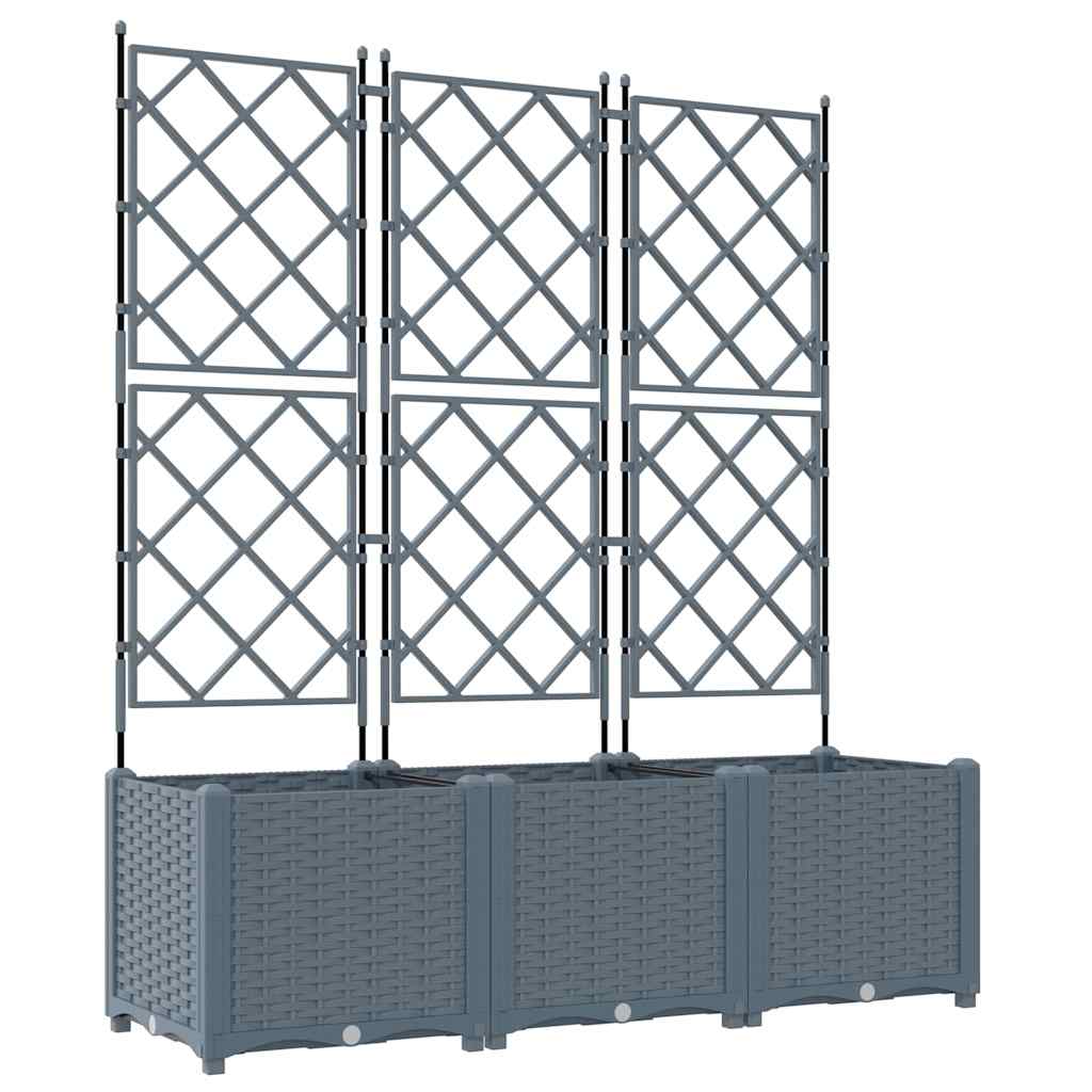Vidaxxl vaso da fiori da giardino 3 pezzi grigio chiaro 120 x 40 x 143 cm acciaio