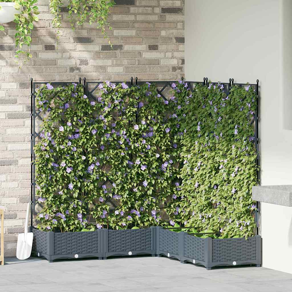 Vidaxxl vaso da fiori da giardino 5 pz grigio chiaro 120 x 120 x 125,5 cm acciaio