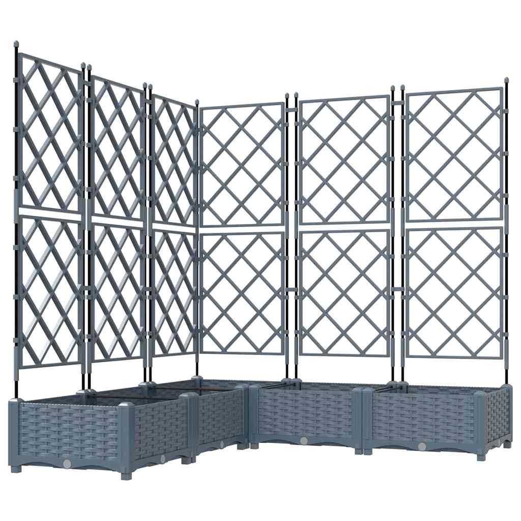 Vidaxxl vaso da fiori da giardino 5 pz grigio chiaro 120 x 120 x 125,5 cm acciaio