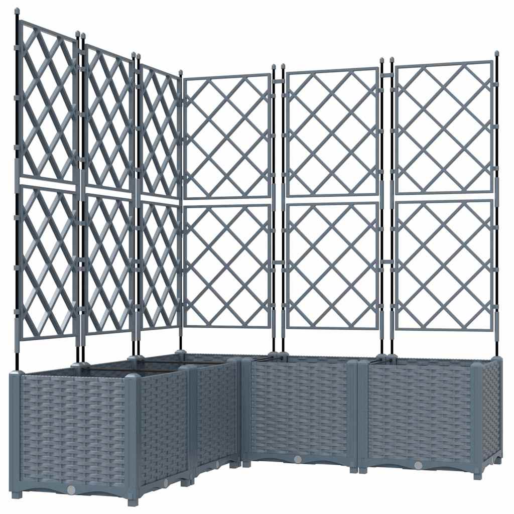 Vidaxxl vaso da fiori da giardino 5 pz grigio chiaro 120 x 120 x 143 cm acciaio