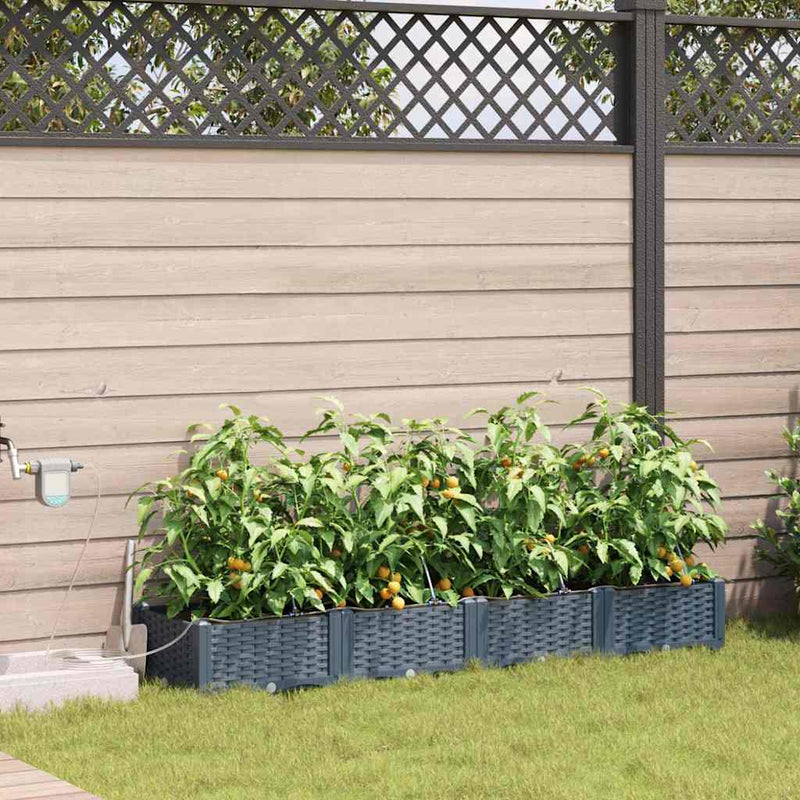 Vaso da fiori da giardino VidaXL 4 pezzi in acciaio grigio chiaro