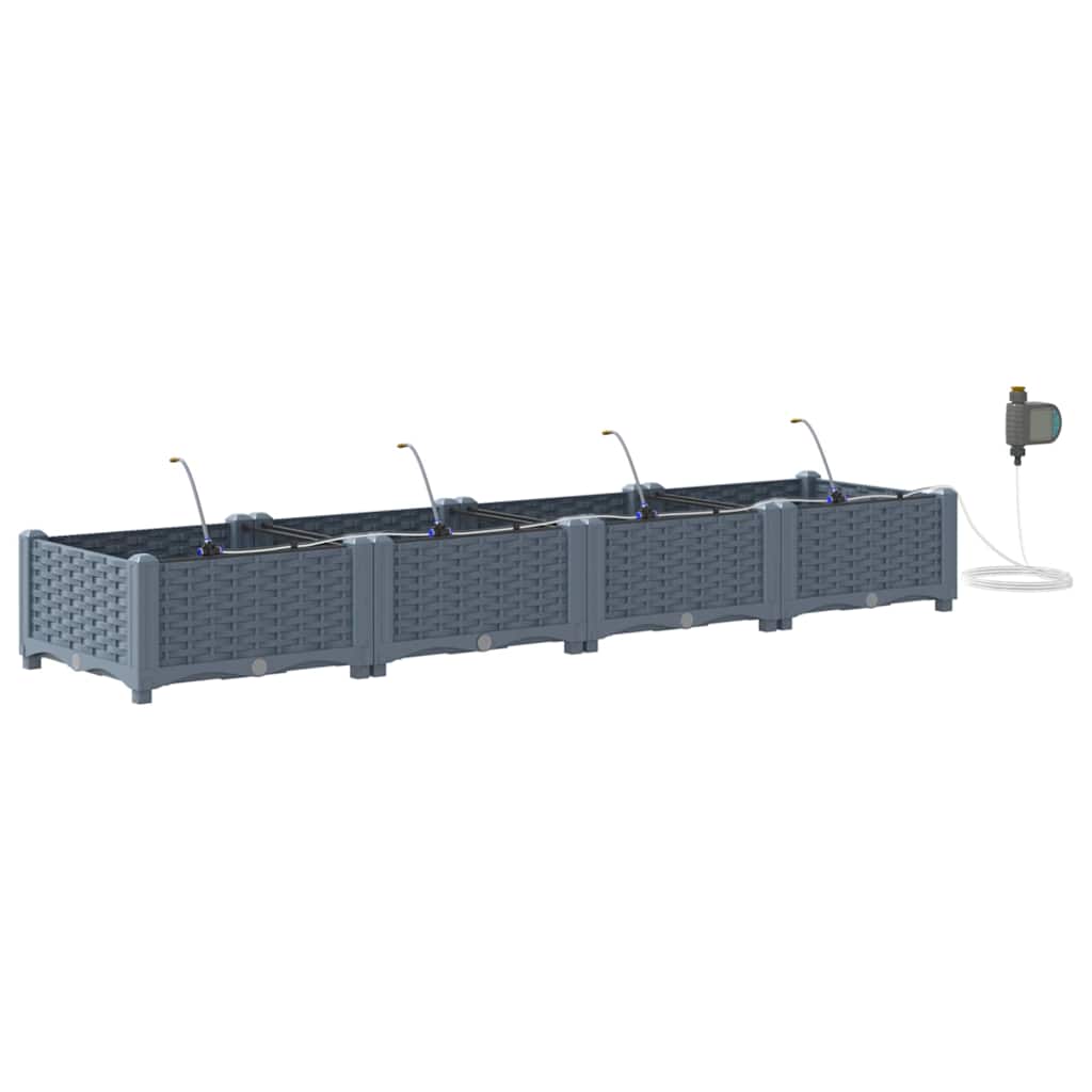 Vidaxl tuin bloempot 4 pcs licht grijs staal