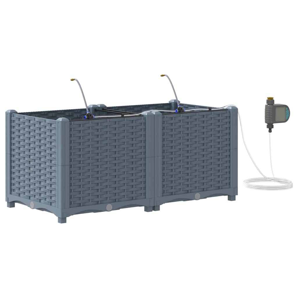 Vidaxl tuin bloempot 2 pcs licht grijs staal