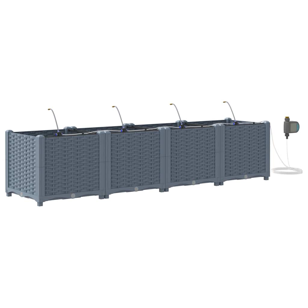 Vidaxl tuin bloempot 4 pcs licht grijs staal