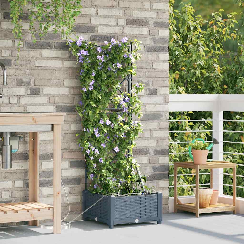 Vaso da fiori da giardino Vidaxxl grigio chiaro 40 x 40 x 126 cm in acciaio