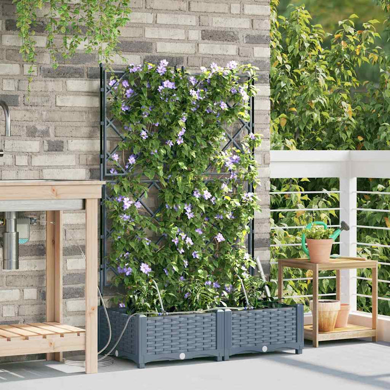 Vaso da fiori da giardino VidaXL 2 pezzi in acciaio grigio chiaro