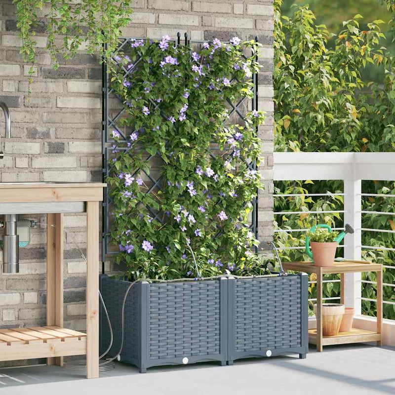 Vaso da fiori da giardino VidaXL 2 pezzi in acciaio grigio chiaro