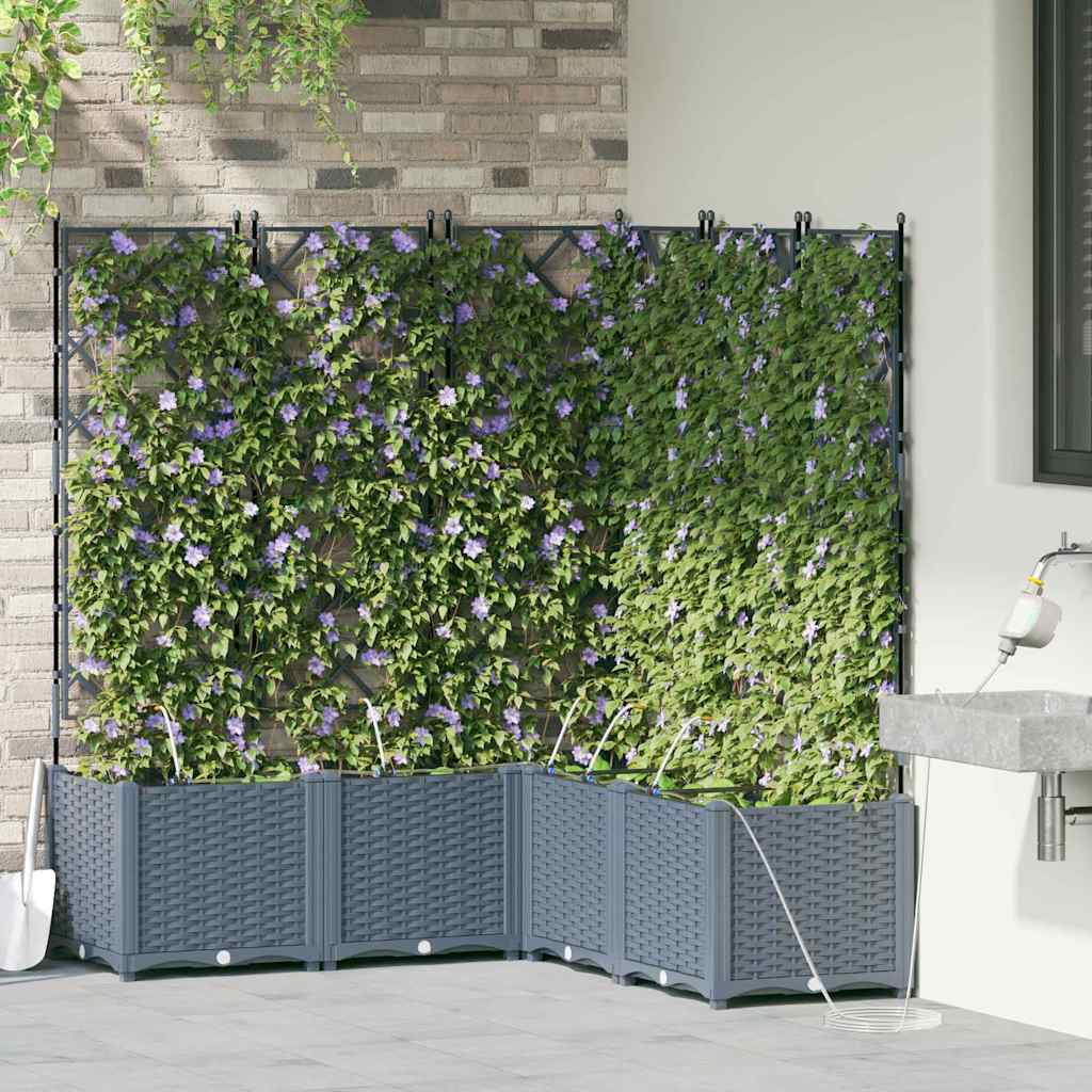 Vaso da fiori da giardino VidaXL 5 pezzi in acciaio grigio chiaro