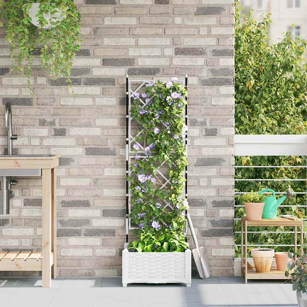 VidaXL macetero de jardín blanco 40 x 40 x 125,5 cm acero