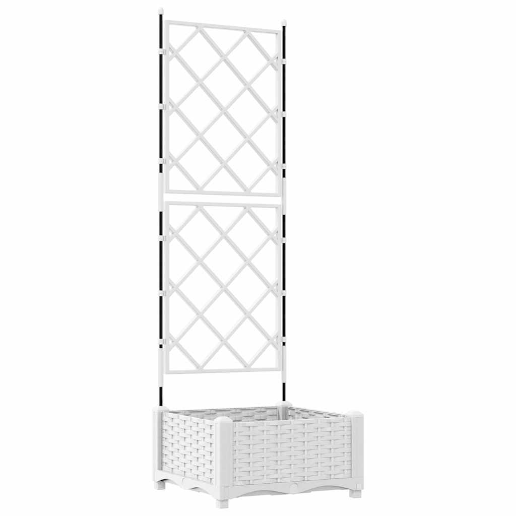 VidaXL macetero de jardín blanco 40 x 40 x 125,5 cm acero