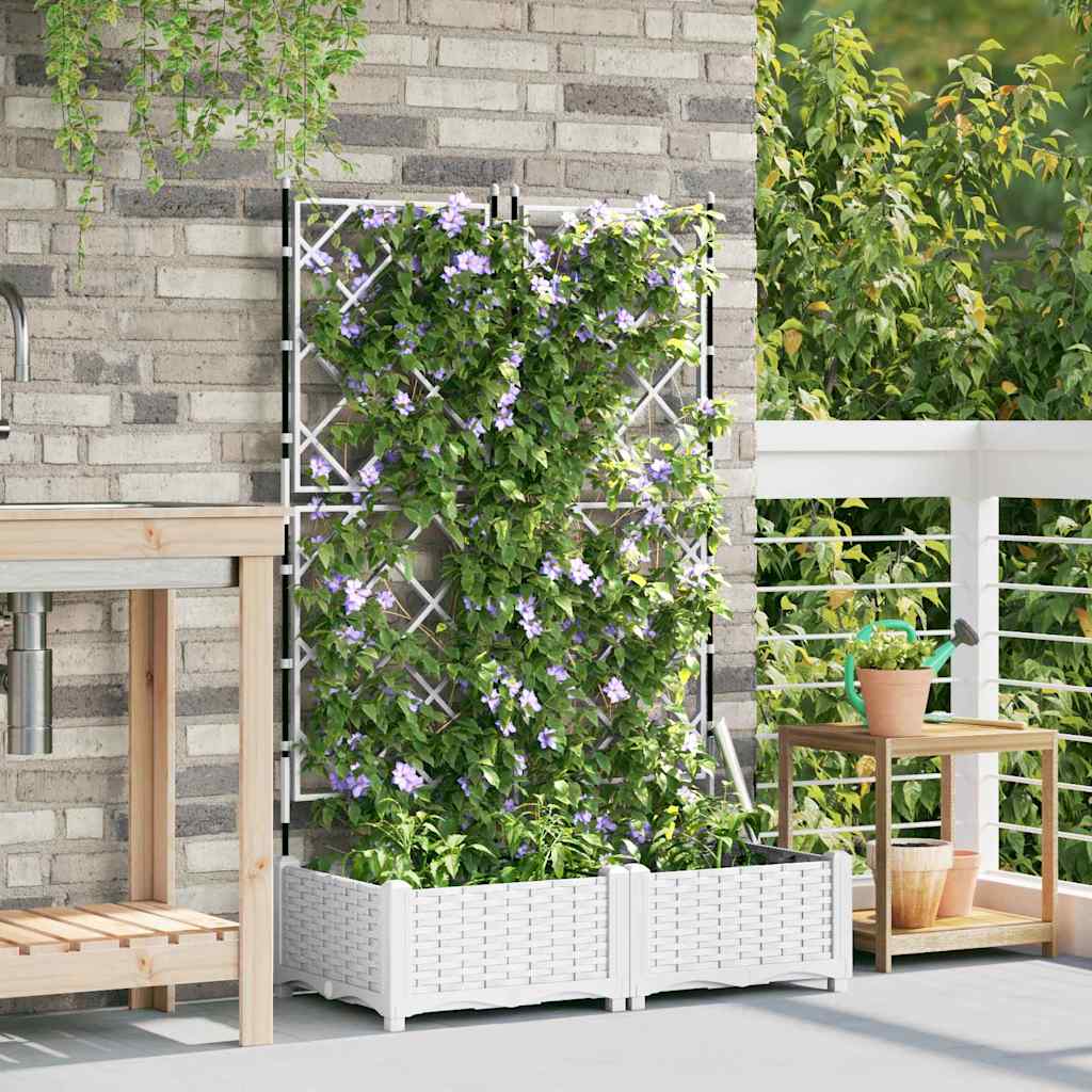 Vaso da fiori da giardino Vidaxxl 2 pezzi bianco 80 x 40 x 125,5 cm acciaio
