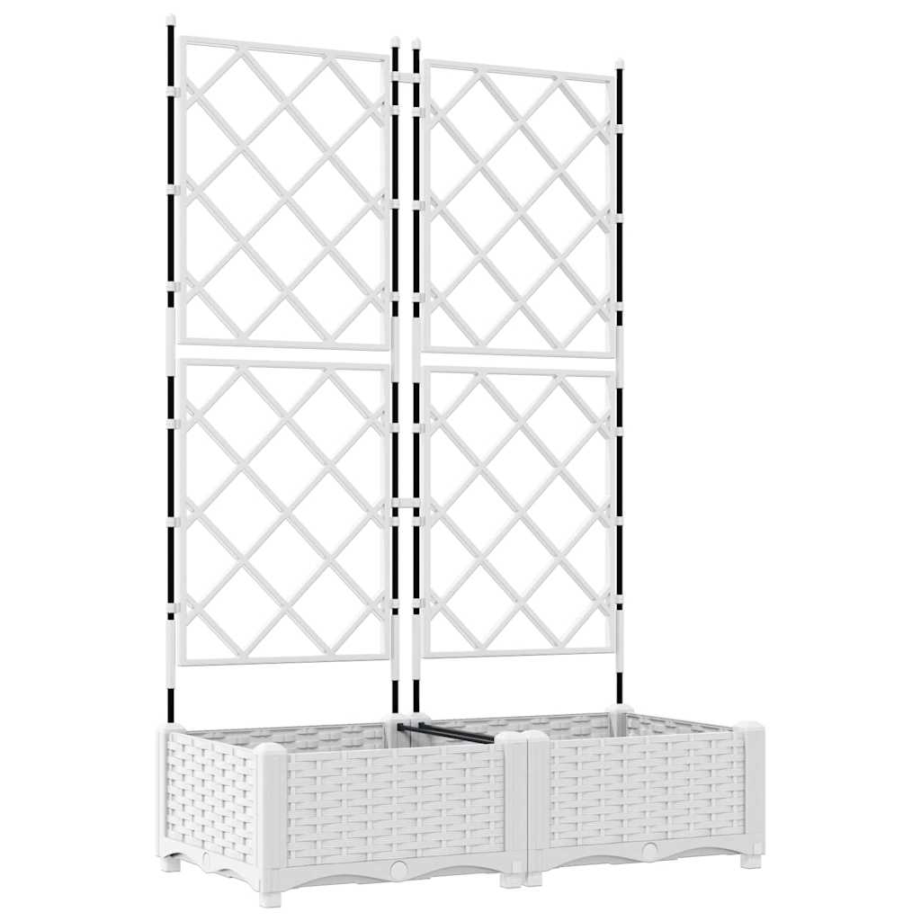 Vaso da fiori da giardino Vidaxxl 2 pezzi bianco 80 x 40 x 125,5 cm acciaio