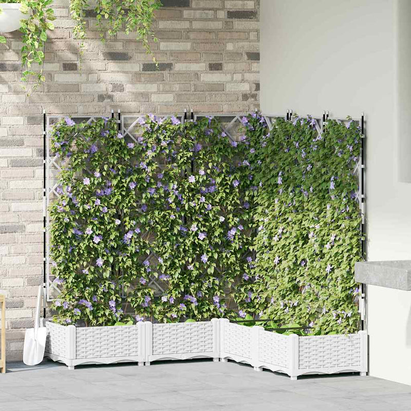 Vidaxxl macetero de jardín 5 piezas blanco 120 x 120 x 125,5 cm acero